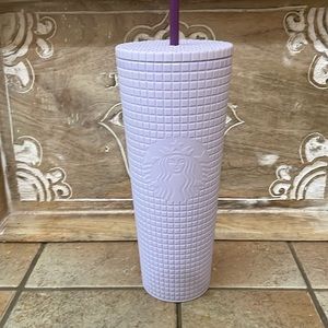 24oz Lilac Lavender purple grid Starbucks tumbler